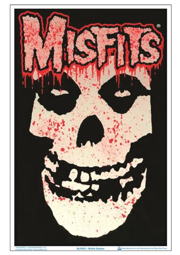 Misfits Blood Splatter Skull Flocked Blacklight Poster - HalfMoonMusic