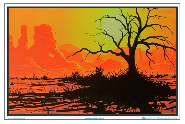 Desert Canyon Willow Tree Flocked Blacklight Poster - HalfMoonMusic
