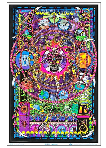 Spectrum Psychadelic Trippy Flocked Blacklight Poster - HalfMoonMusic