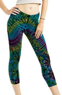 Women's Rayon Spandex Tie-Dye Crop Leggings - HalfMoonMusic