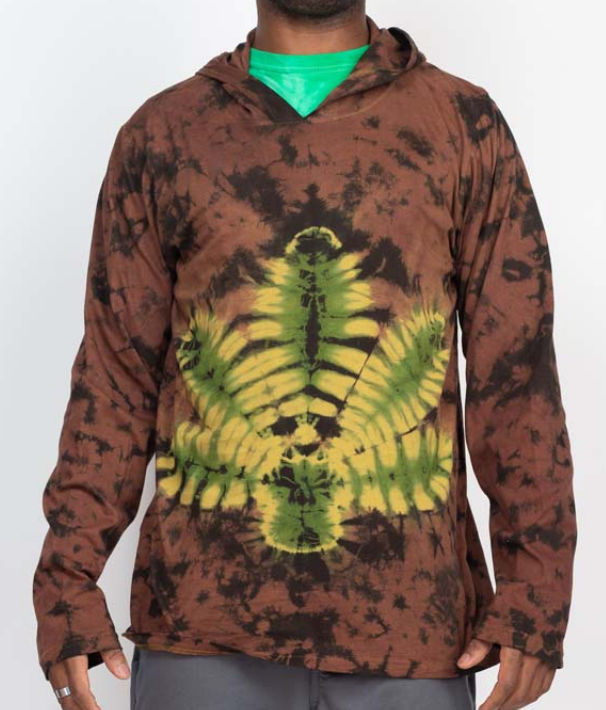 Men's Cotton Tie-Dye Pot Leaf Light Pullover Hoodie - HalfMoonMusic