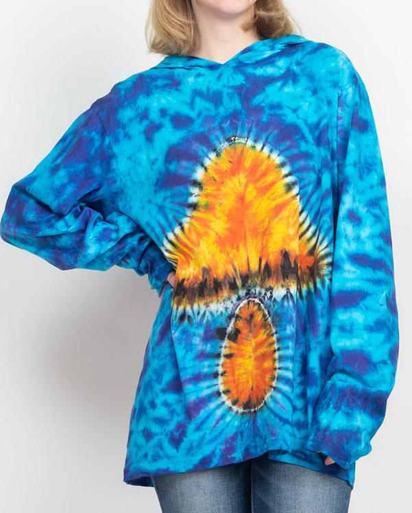 Unisex Cotton Tie-Dye Mushroom Light Pullover Hoodie - HalfMoonMusic