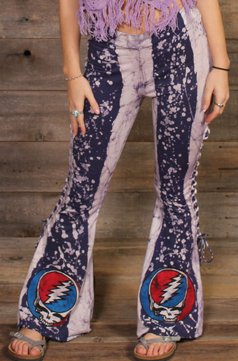 Cotton Lyrca Batik Side Braid SYF Bell Bottoms - HalfMoonMusic