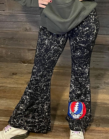 Cotton Black Splatter SYF Bell Bottom Pants - HalfMoonMusic