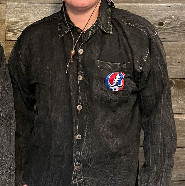 Men's Stonewash Longsleeve Button Up w/ SYF or Bolt Embroidery - HalfMoonMusic