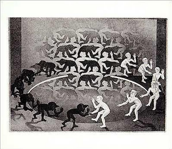 Encounter MC Escher Art Print - HalfMoonMusic