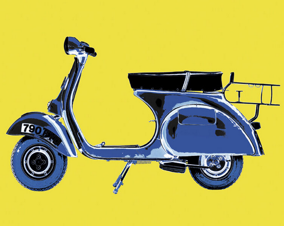 Vespa Color Block Art Print - HalfMoonMusic
