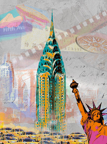 New York Vintage by Robin Jules Art Print - HalfMoonMusic