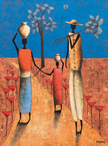 La famille et l’arbre bleu Art Print - HalfMoonMusic