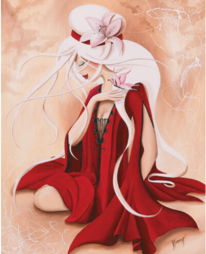 Lilou in Red Art Print - HalfMoonMusic