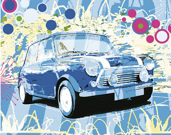 Vintage Mini Cooper Art Print - HalfMoonMusic