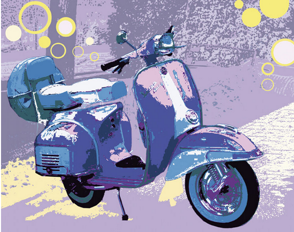 Vintage Vespa Art Print - HalfMoonMusic