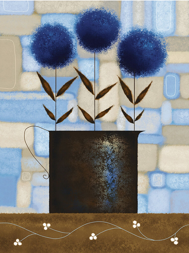 Study of Chrysanthemums in Blue Art Print - HalfMoonMusic