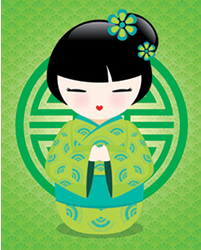 Kokeshis Popcolor I Asian Doll Art Print - HalfMoonMusic