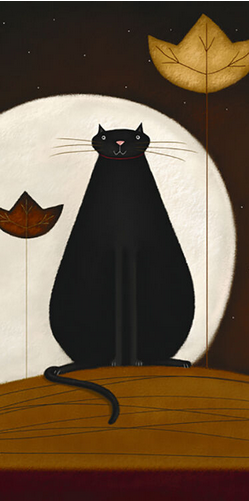 Cat and the Moon II Art Print - HalfMoonMusic
