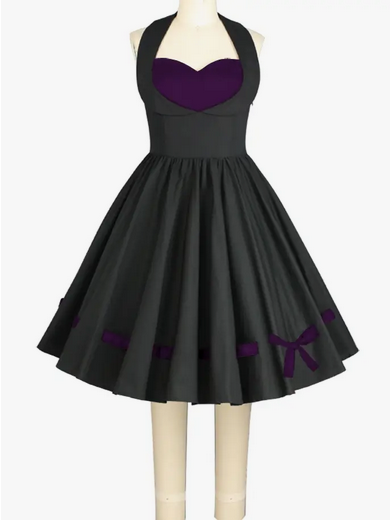 Women's Cotton Peter Pan Collar Ruffle Skirt Bust Dress - HalfMoonMusic