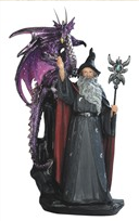 Wizard and Dragon Statue - HalfMoonMusic