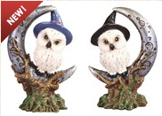 Owl on Moon Statue Set - HalfMoonMusic