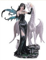 Fairy with Dragon Statue - HalfMoonMusic