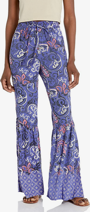 Women's Rayon Vintage Print Flared Leggings - HalfMoonMusic