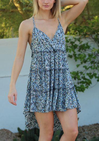 Women's Rayon Tiered Sleeveless Lace Back Sundress - HalfMoonMusic