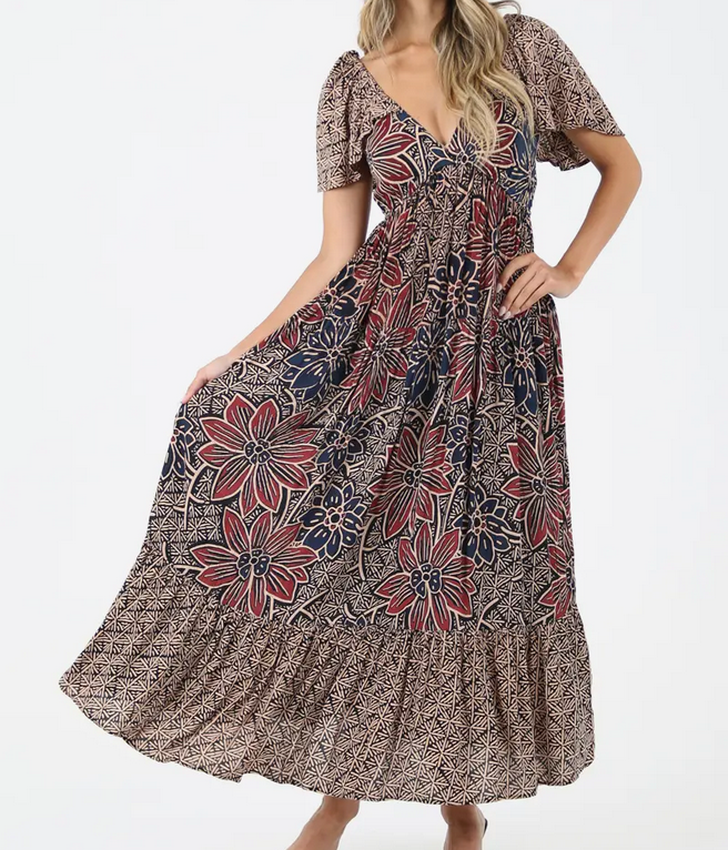 Floral Maxi Dress - HalfMoonMusic