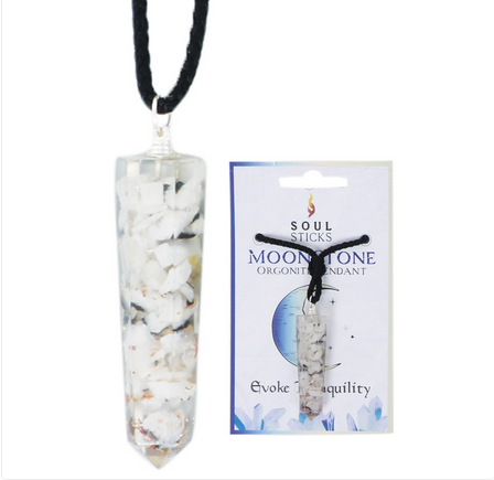 Moonstone Orgonite Pointed Crystal Necklace - HalfMoonMusic