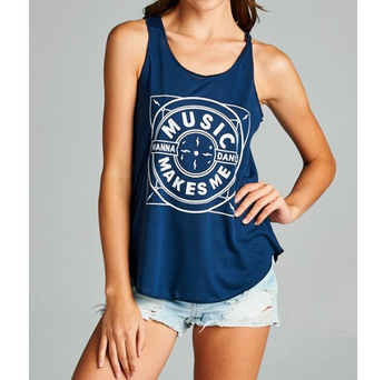 Women's Cotton Music Makes Me Wanna Dance Tank Top - HalfMoonMusic