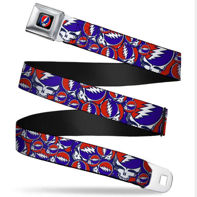 Grateful Dead SYF Collage Seatbelt Buckle Belt - HalfMoonMusic