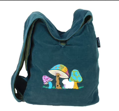 Mushroom Embroidered Basket Weave Erica Shoulder Bag - HalfMoonMusic
