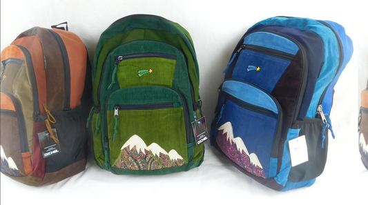 Corduroy Mountain & Shooting Star Embroidered Backpack - HalfMoonMusic