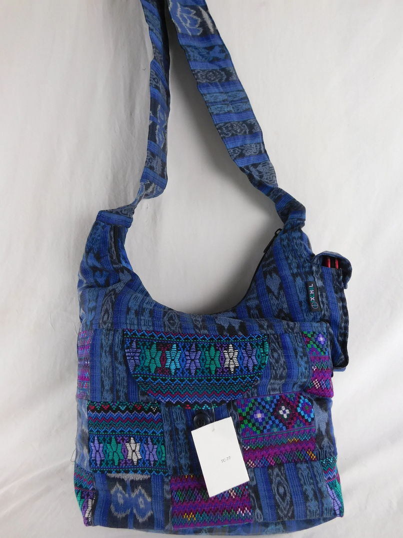 Cotton & Woven Brocade Square Patchwork Saddle Bag - HalfMoonMusic