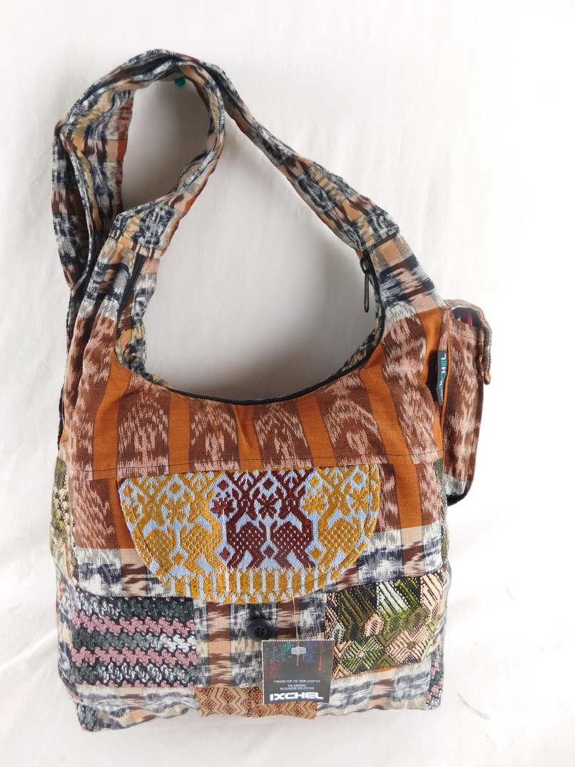 Cotton & Woven Brocade Square Patchwork Saddle Bag - HalfMoonMusic