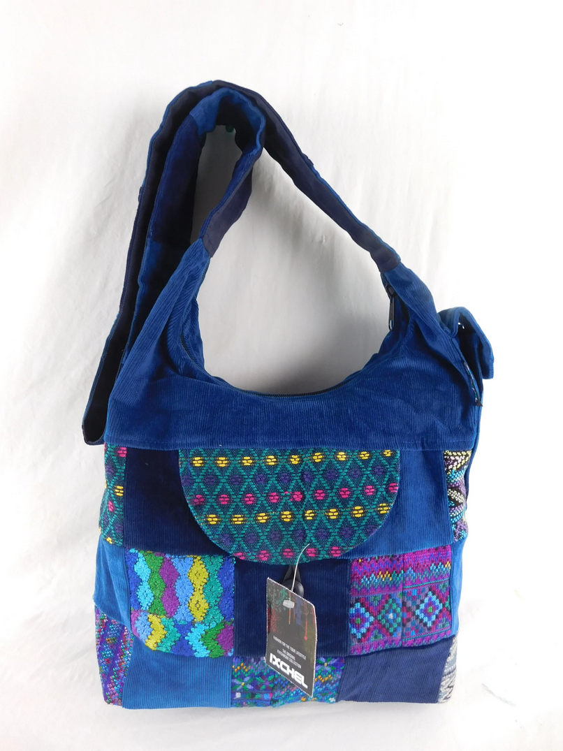 Corduroy & Woven Brocade Patchwork Saddle Bag - HalfMoonMusic