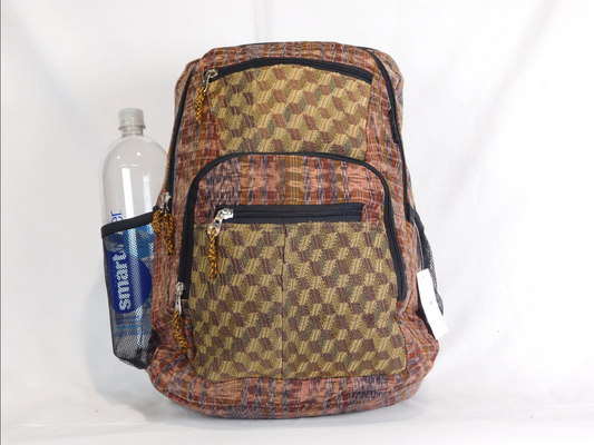 Large Hand-Woven Cotton Brocade Patchwork Backpack - HalfMoonMusic