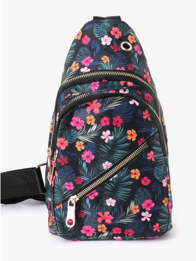 Tropical Floral Sling Bag - HalfMoonMusic