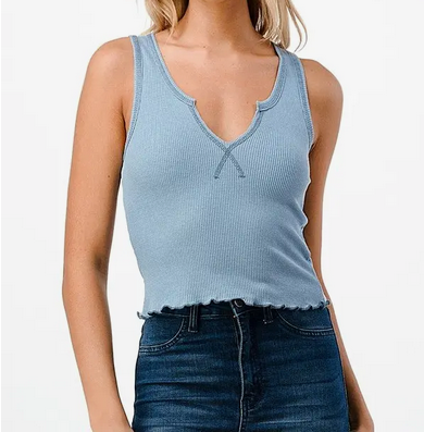 Contrast Thread Thermal Tank Top - HalfMoonMusic