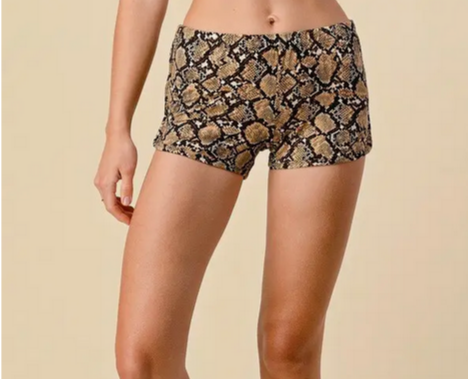 Snake Skin Printed Dolphin Shorts - HalfMoonMusic