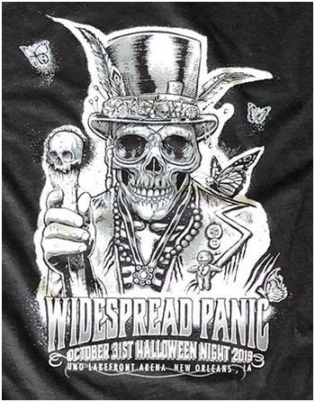 Men's Widespread Panic New Orleans Skeleton 2019 T-Shirt - HalfMoonMusic