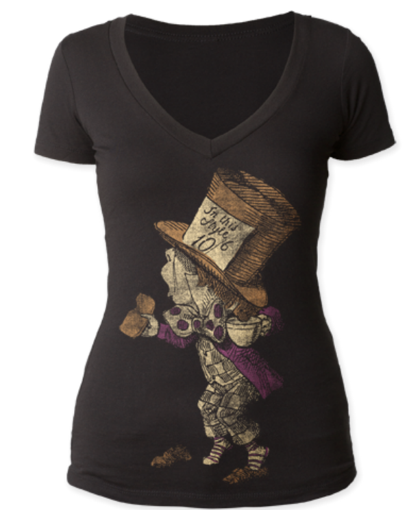 Women's Mad Hatter Deep V T-Shirt - HalfMoonMusic