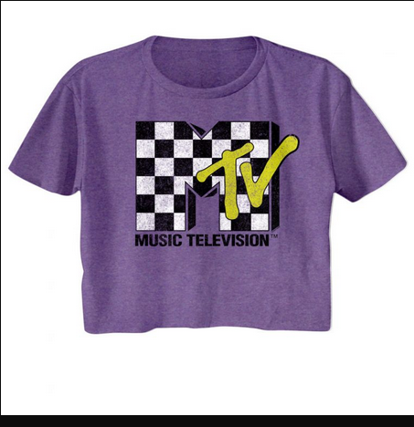 Women's Checkered Purple MTV Crop Top - HalfMoonMusic
