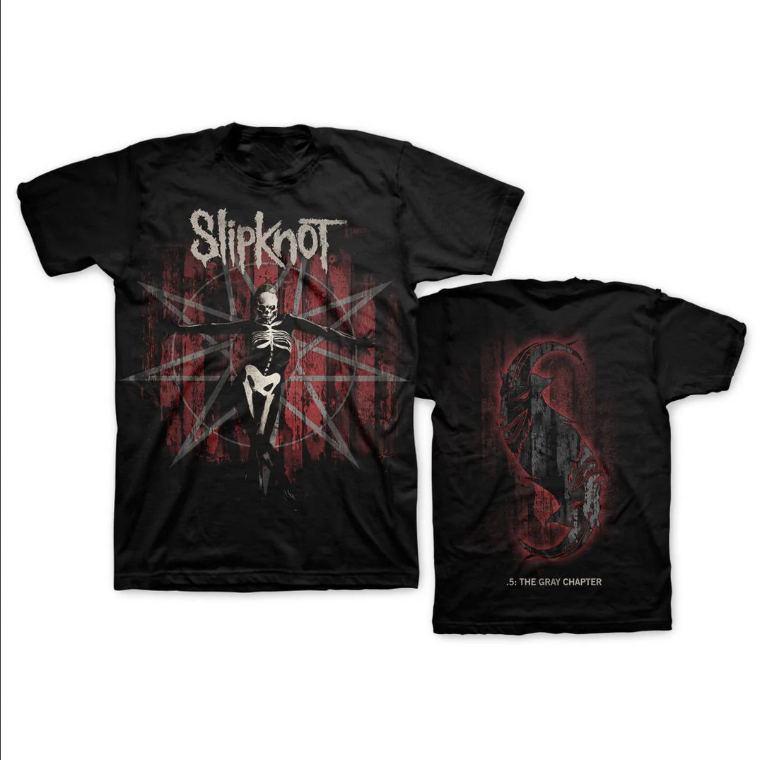Men's Slipknot The Gray Chapter Skeleton Star T-Shirt - HalfMoonMusic