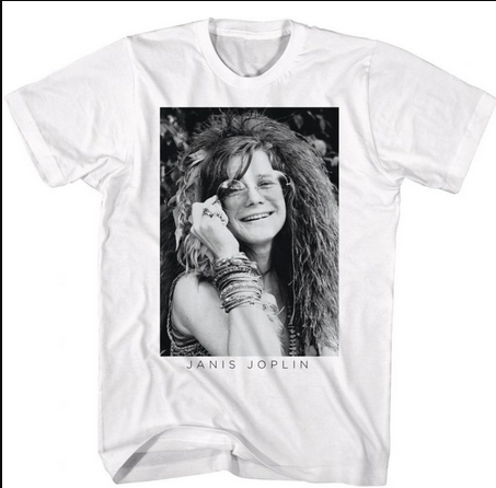 Men's Janis Joplin B&W Glasses T-Shirt - HalfMoonMusic