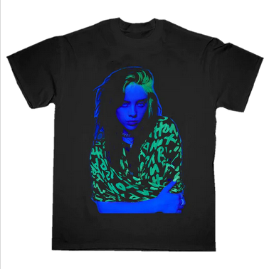 Men's Billie Eilish Blue & Green Press Photo T-Shirt - HalfMoonMusic