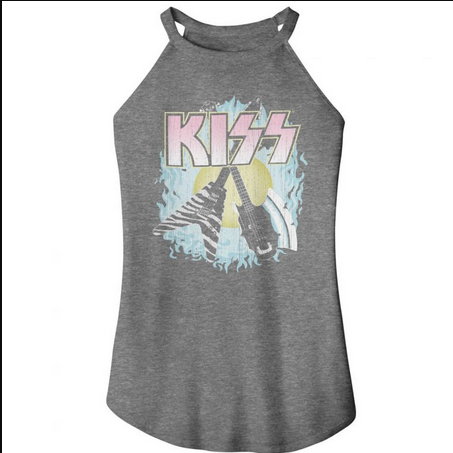Women's Kiss Two Guitars Rocker Tank Top - HalfMoonMusic