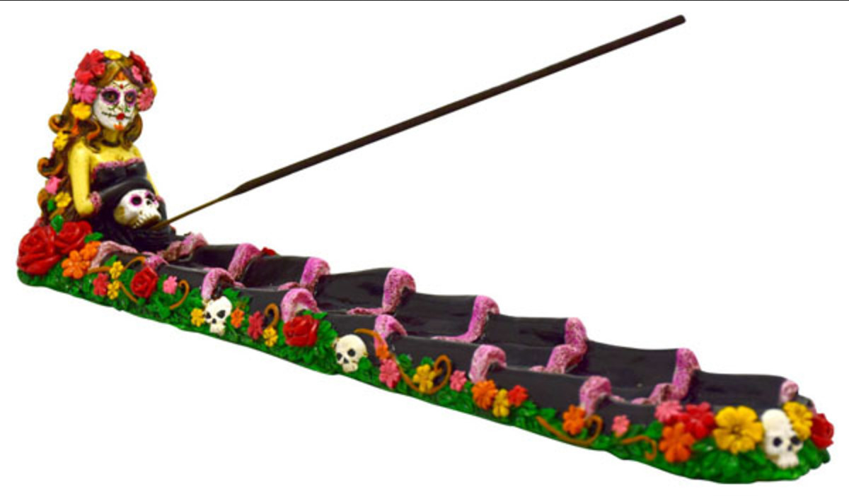 Day of the Dead Girl Incense Burner - HalfMoonMusic