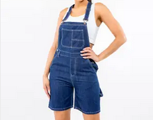 Women's Carpenter Style Denim Short Overalls - HalfMoonMusic