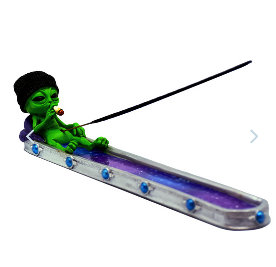 Stoner Alien in Galaxy Incense Burner - HalfMoonMusic