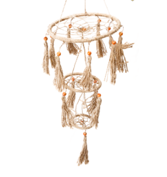 Hemp Chandelier Style Dream Catcher - HalfMoonMusic