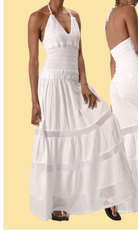 Women's Long Crochet Sleeveless Strap Dress - HalfMoonMusic